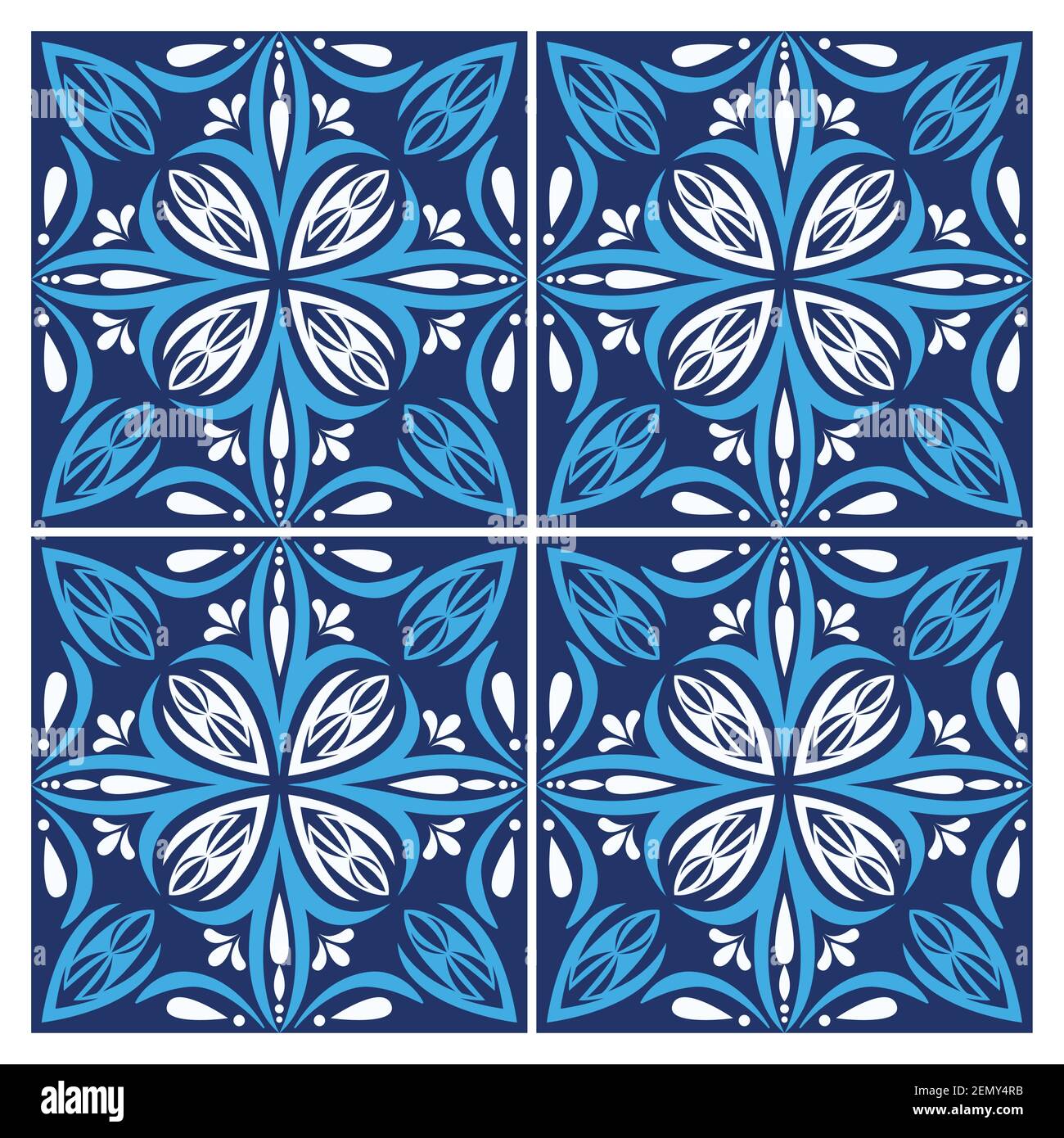 blue and white art italian style ceramic pattern background vector