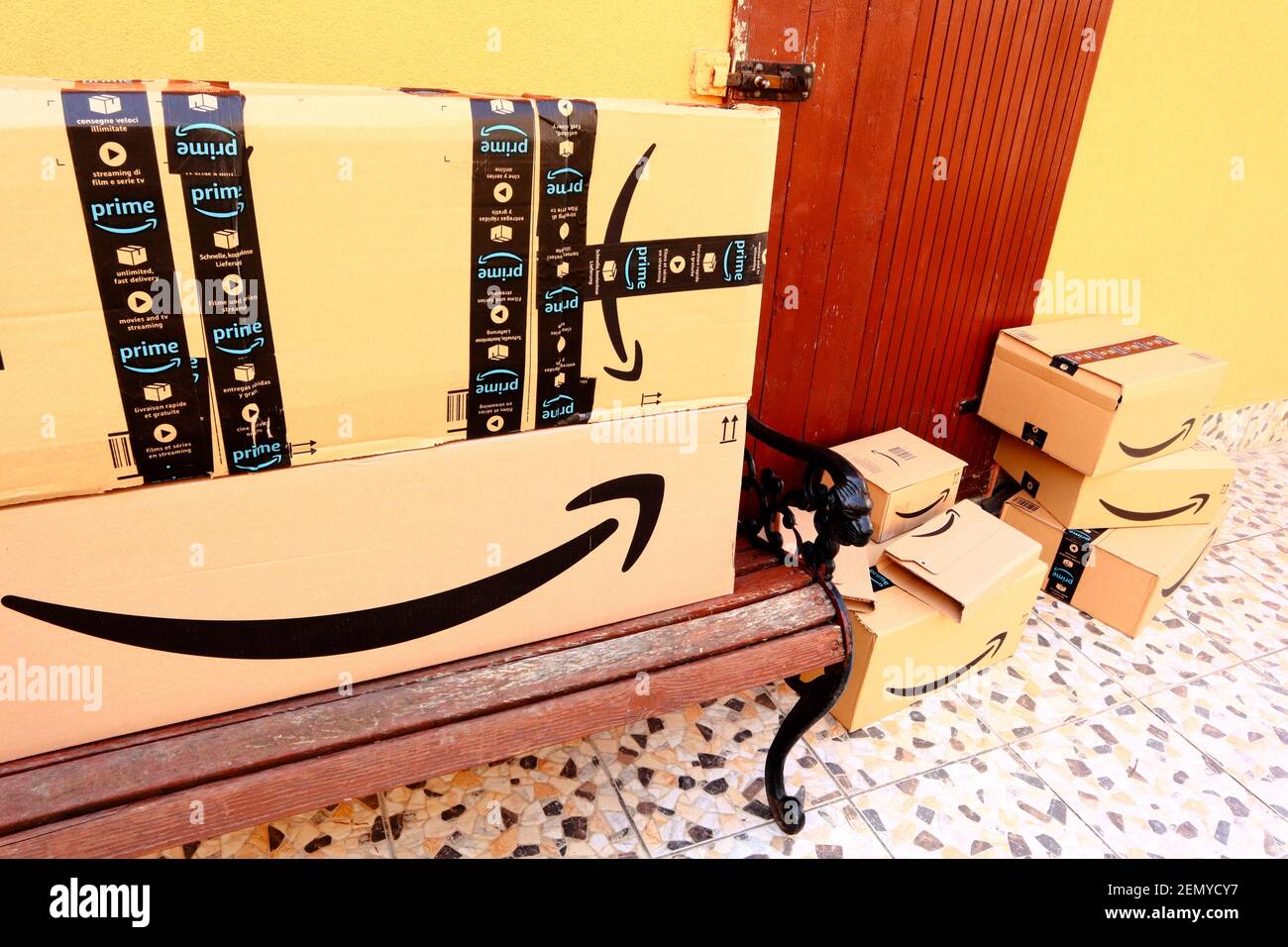 AMAZON Shipping Cardboard Boxes. Amazon is an American Multinational