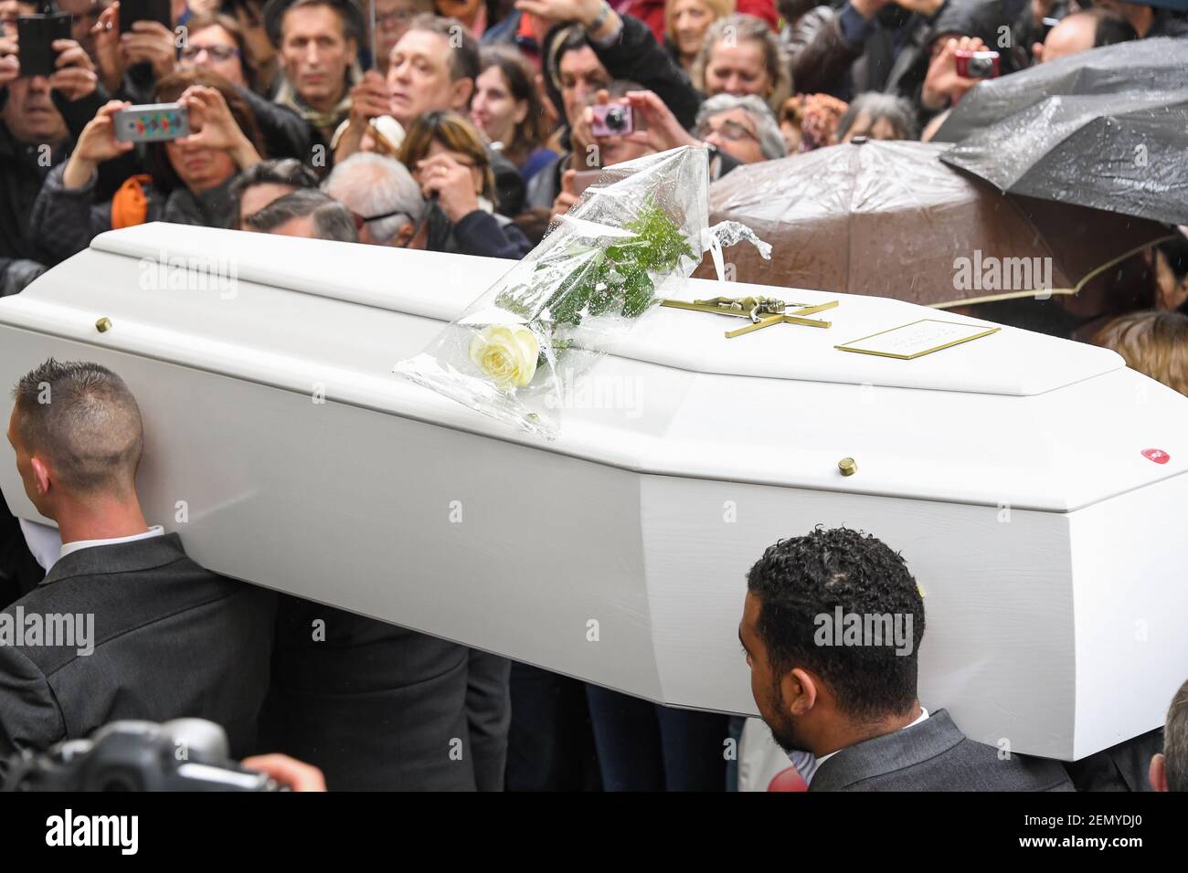 Funeral of french singer Dick Rivers in Paris. Les obseques du chanteur ...
