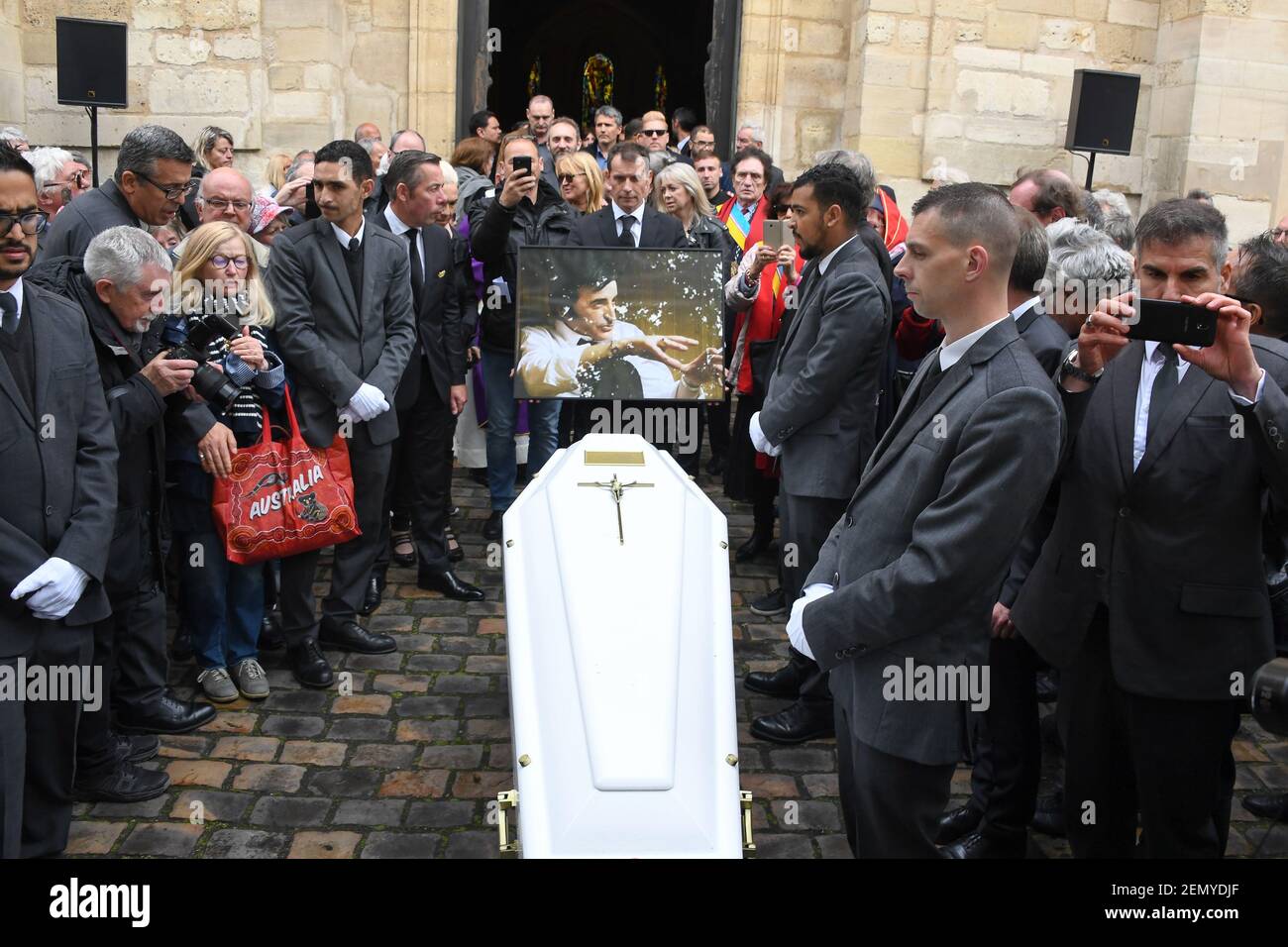 Funeral of french singer Dick Rivers in Paris. Les obseques du chanteur ...