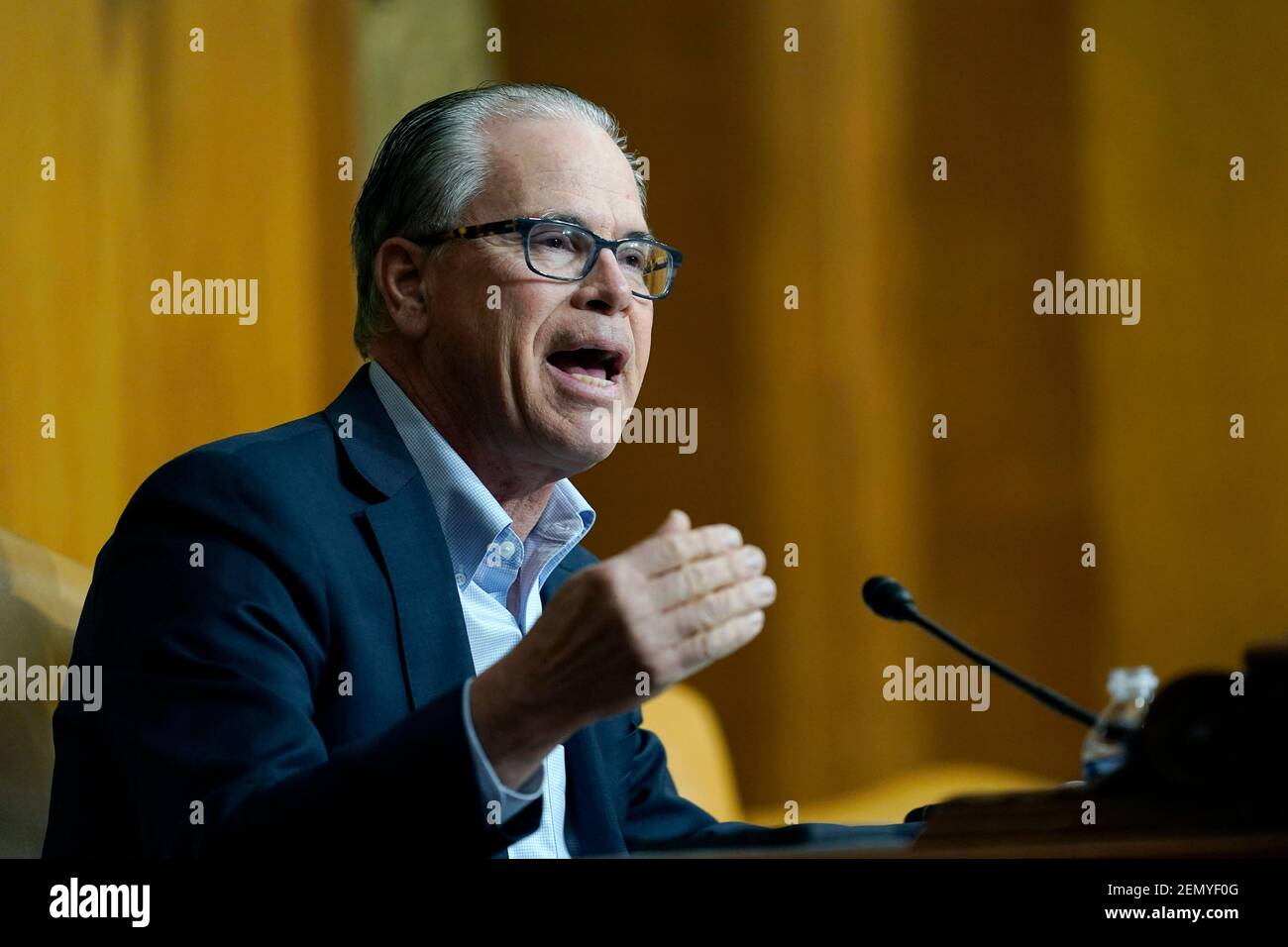 Large Profitable Corporations. 25th Feb, 2021. United States Senator Mike Braun (Republican of Indiana), speaks during a Senate Budget Committee hearing on Capitol Hill in Washington, Thursday, Feb. 25, 2021, examining wages at large profitable corporations. Credit: Susan Walsh /Pool via CNP | usage worldwide Credit: dpa/Alamy Live News Stock Photo