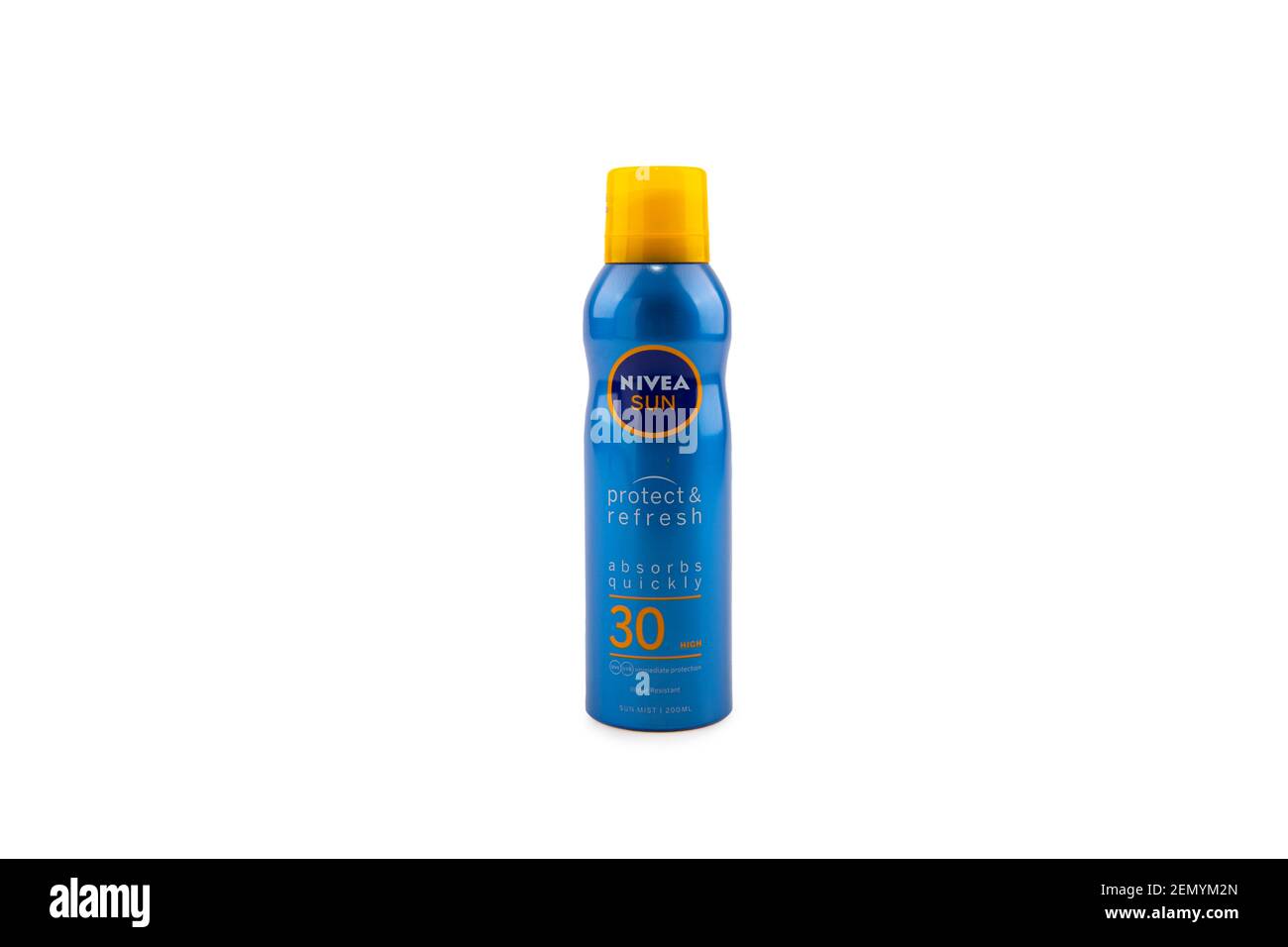 Nivea Sun Protect Refresh Spry bottle on white Stock Photo - Alamy