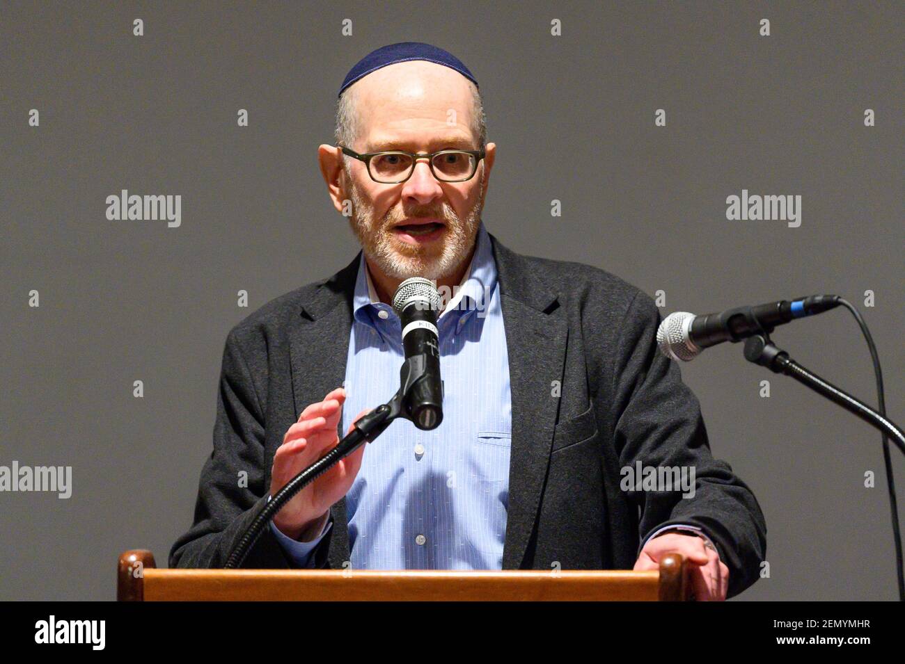 Rabbi J. Rolando Matalon (aka Roly Matalon) speaking at the JCC Manhattan's 'UWS Celebrates Israel' event at B'nai Jeshurun iin New York City, New York on May 5, 2019. (Photo by Michael Brochstein/Sipa USA) Stock Photo
