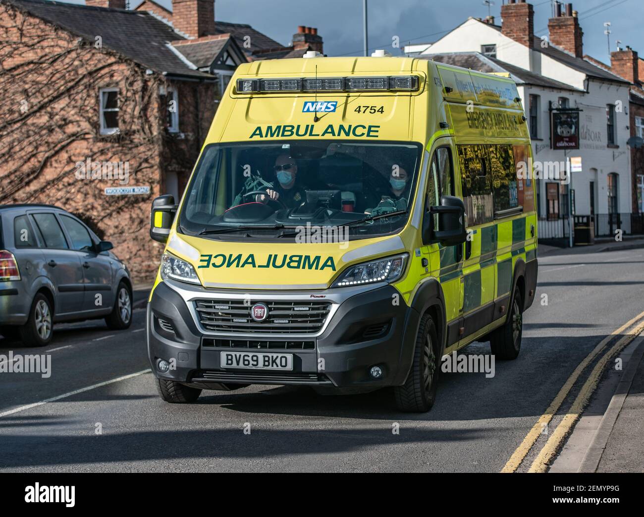 West Midlands Ambulance Service (WMAS) Fiat Ducato, 2019 plate in Warwick, UK Stock Photo