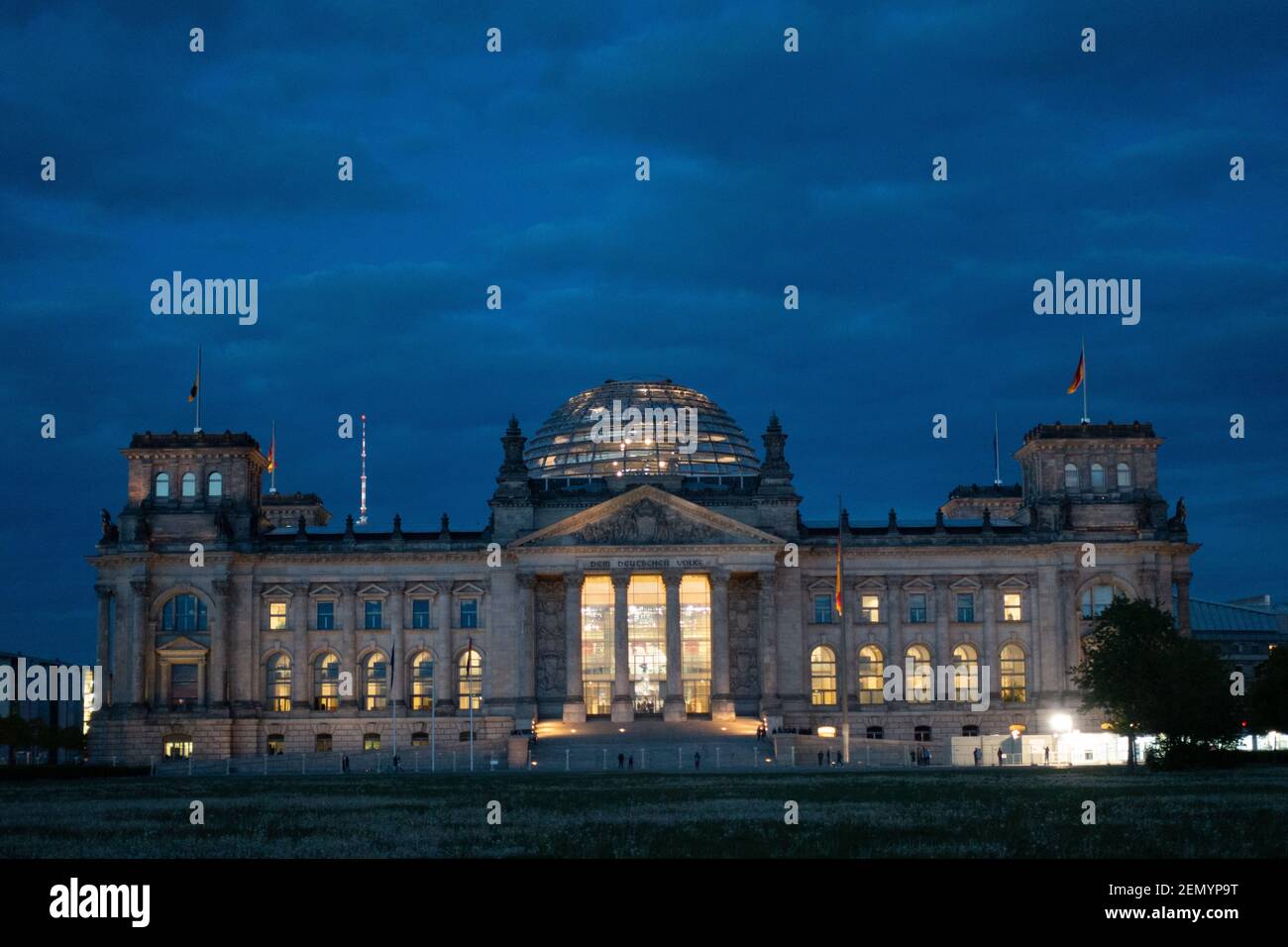 A general night view of the Reichstag building, seat of the German
