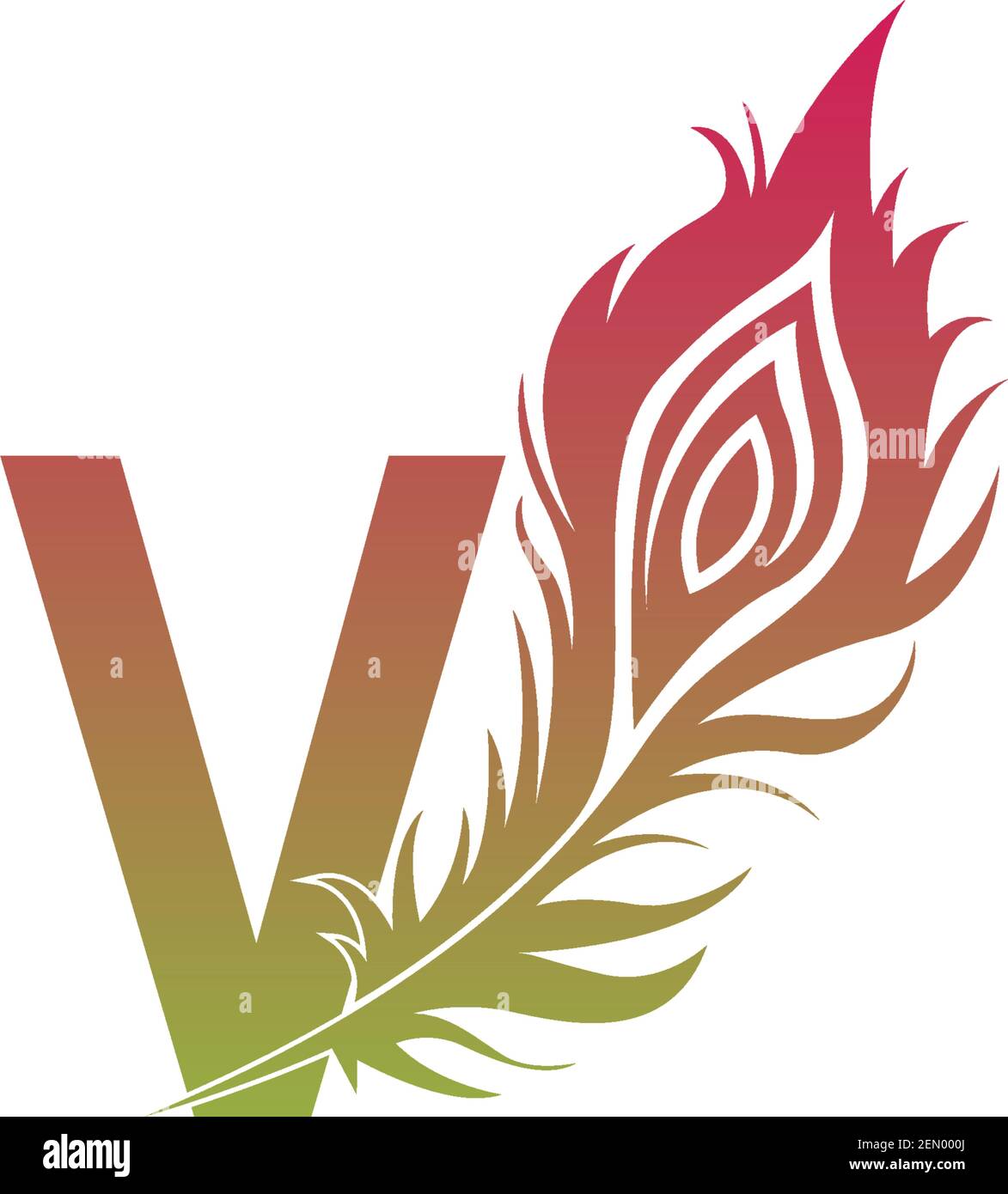 Letter V with feather logo icon design vector illustration Stock Vector