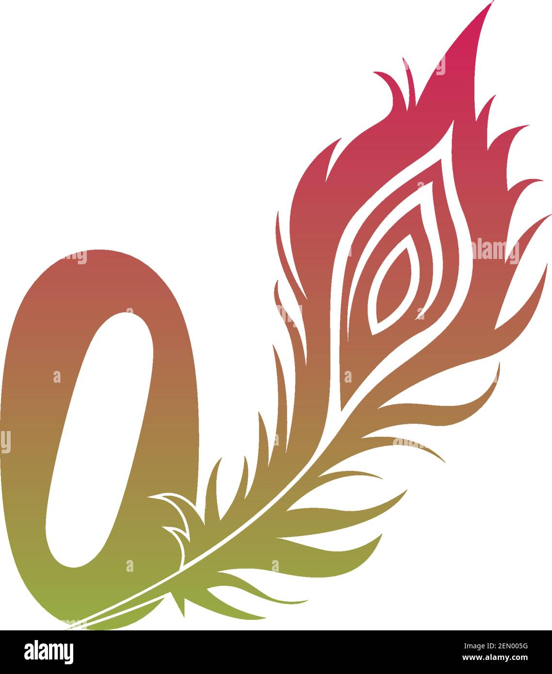 Number Zero with feather logo icon design vector illustration Stock Vector