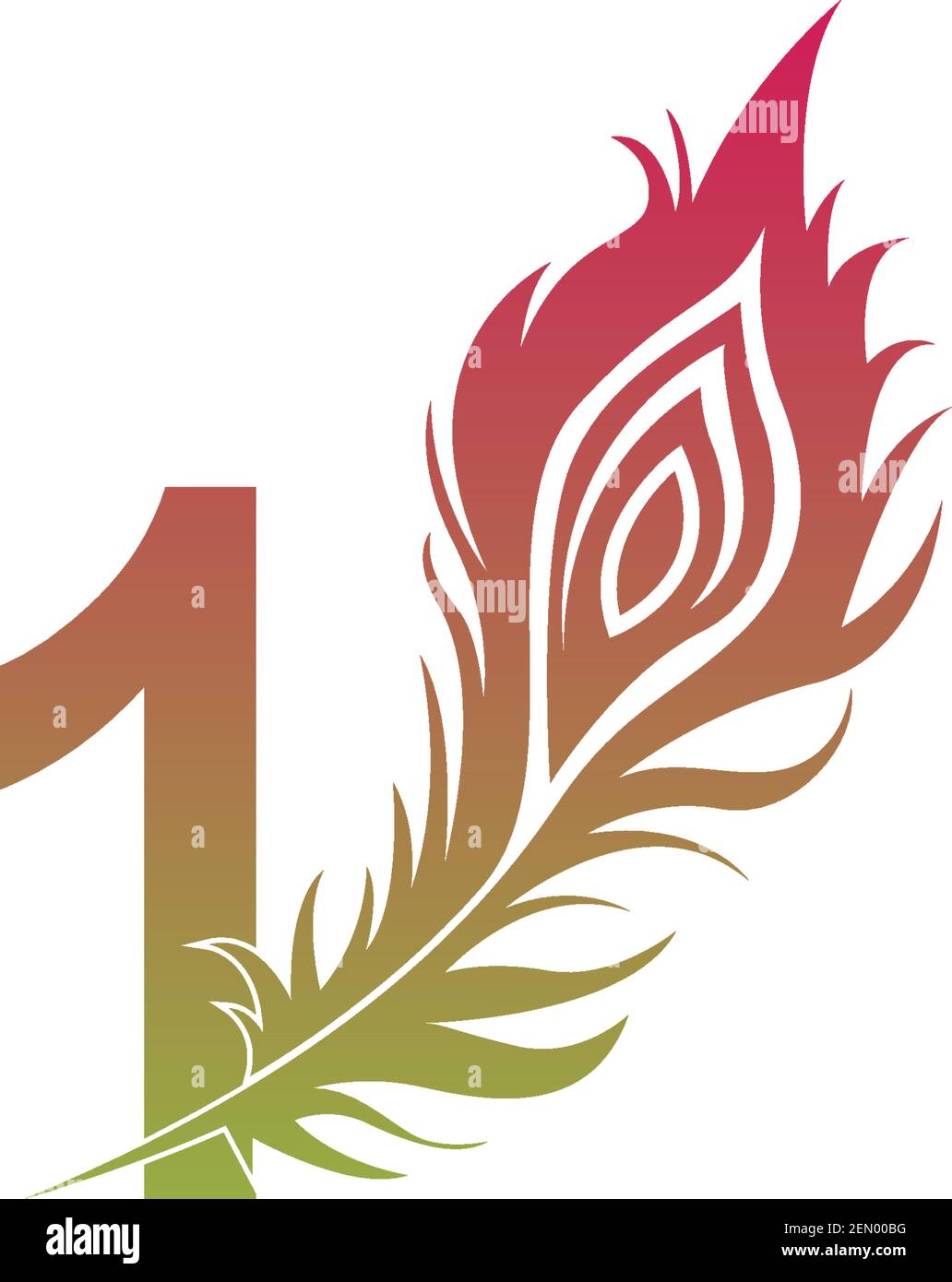 Number 1 with feather logo icon design vector illustration Stock Vector