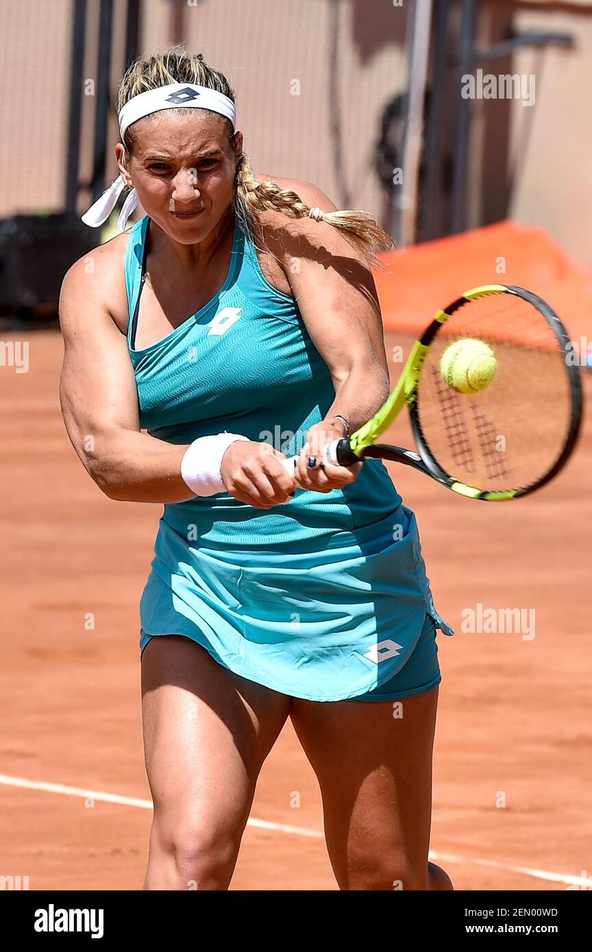 Deborah Chiesa of Italy in action in her match against Anastasia Grymalska  of Italy during Internazionali BNL D'Italia Italian Open at the Foro  Italico, Rome, Italy on 8 May 2019. (Photo by