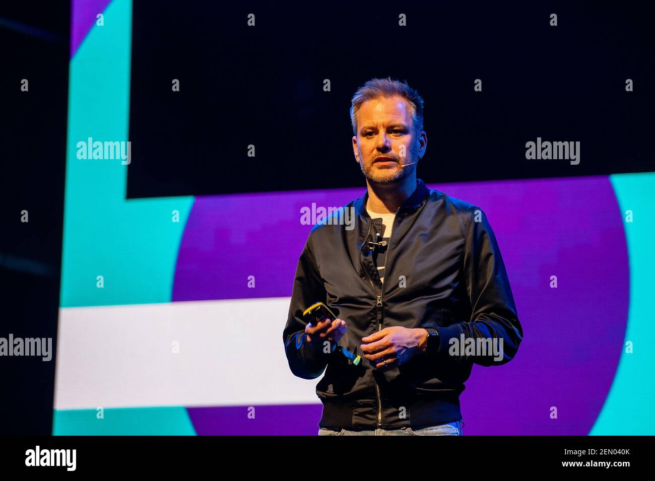Michael Martin from Nike is giving a talk during the TNW in Amsterdam, on May 9th, 2019. The 14th of the TNW conference was inaugurated in Amsterdam at the NDSM,