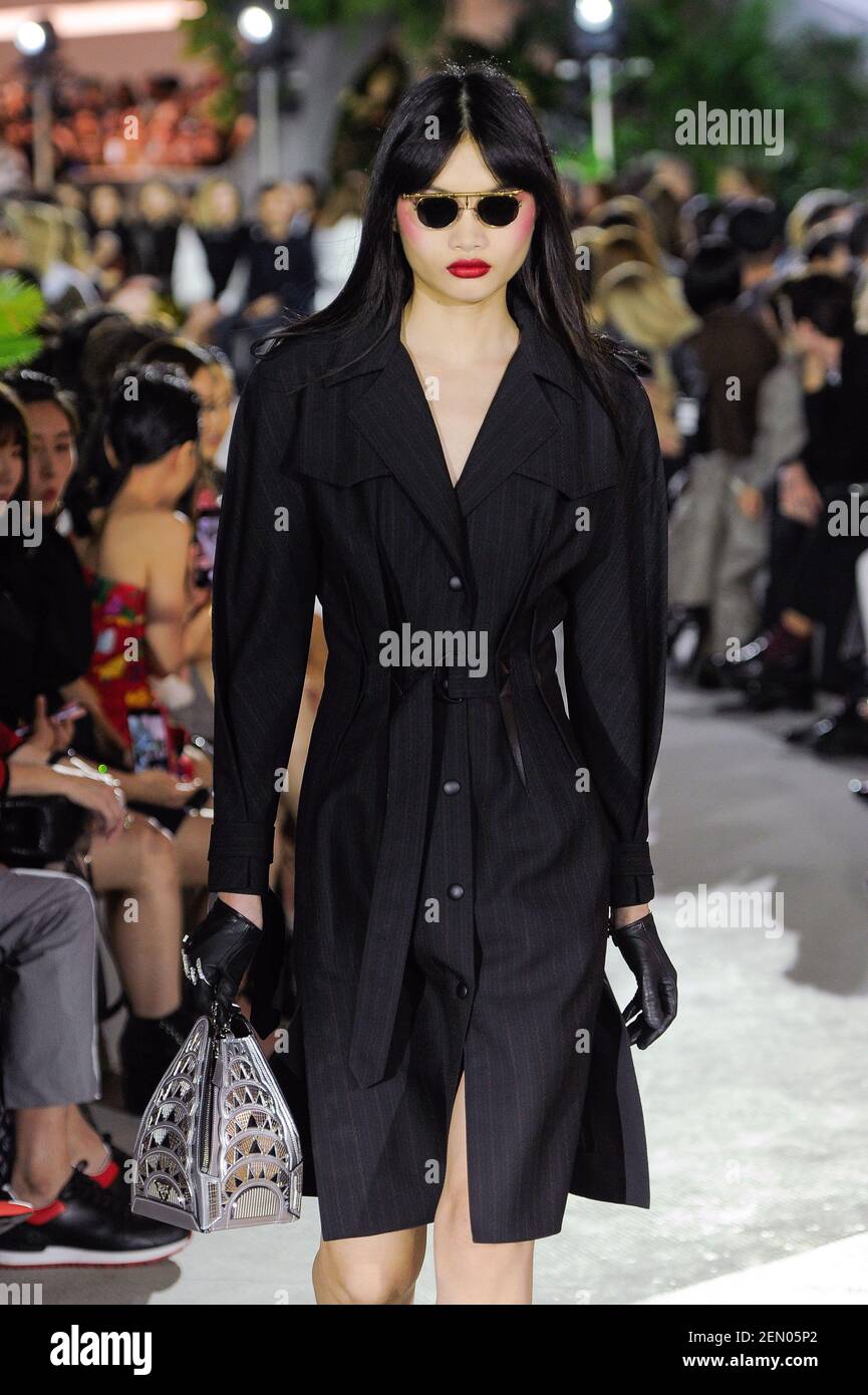 Chun Jin walks on the runway during the Louis Vuitton Resort 2020  Collection Fashion Show at TWA Terminal in JFK Airport in New York, NY on  May 8, 2019. (Photo by Jonas