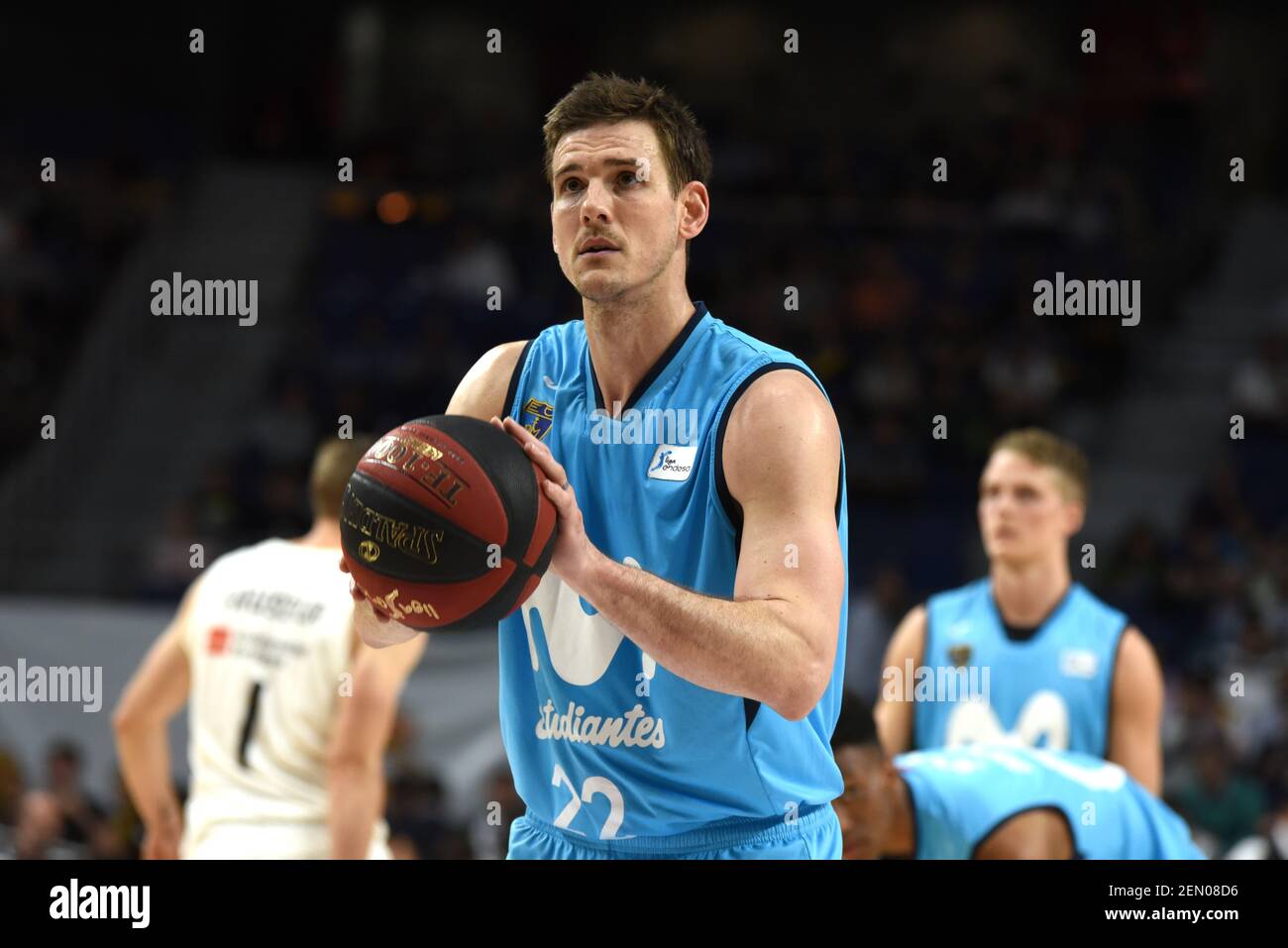 Nik Caner-Medley, #22 of Estudiantes seen in action during the 2018/2019  Liga Endesa Regular Season Game (day 31) between Real Madrid and Movistar  Estudiantes at WiZink center in Madrid. Final Score: Real