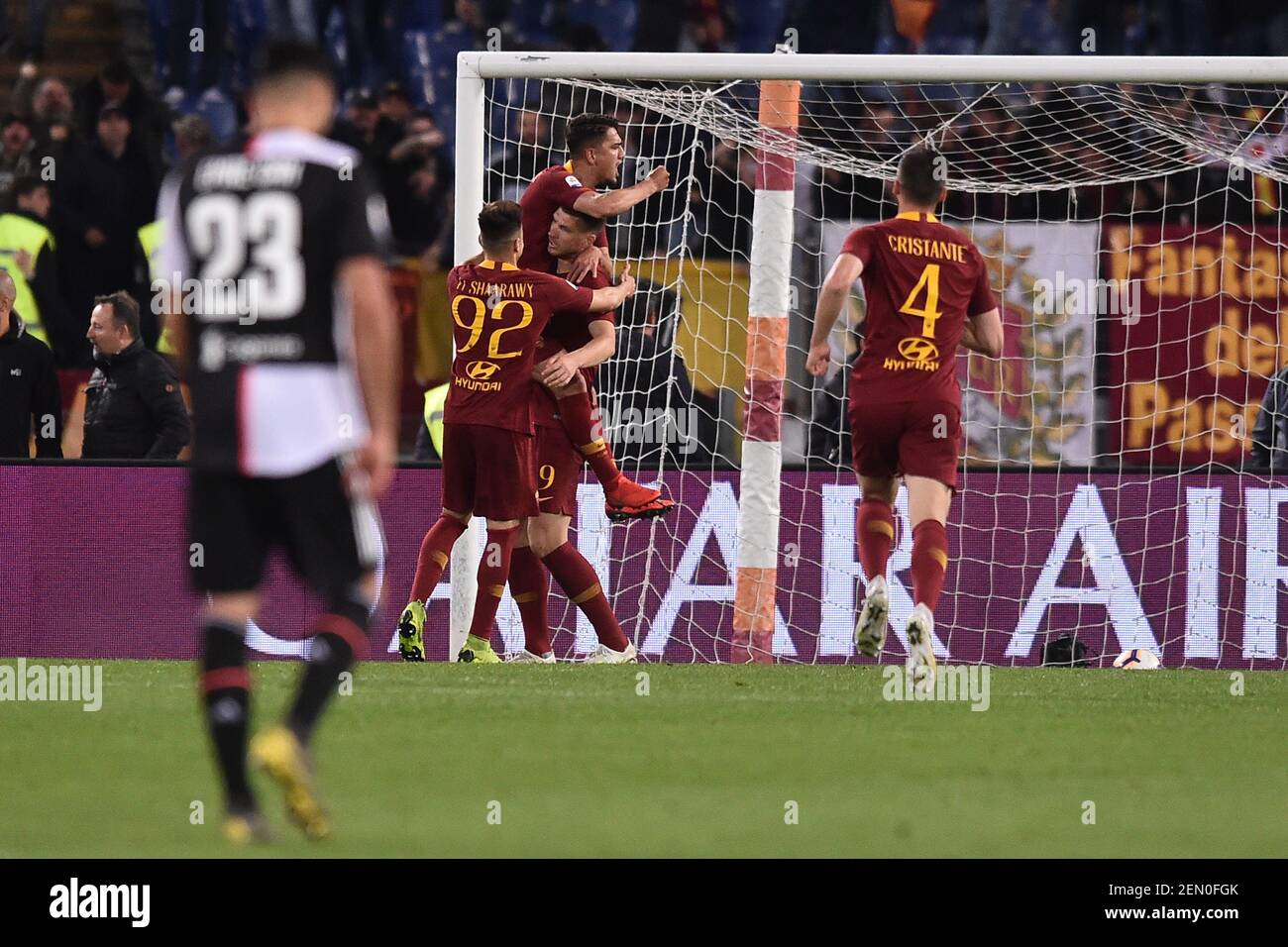 Edin Dzeko of Roma celebrates after scoring a goal. Roma 12-5-2019 ...
