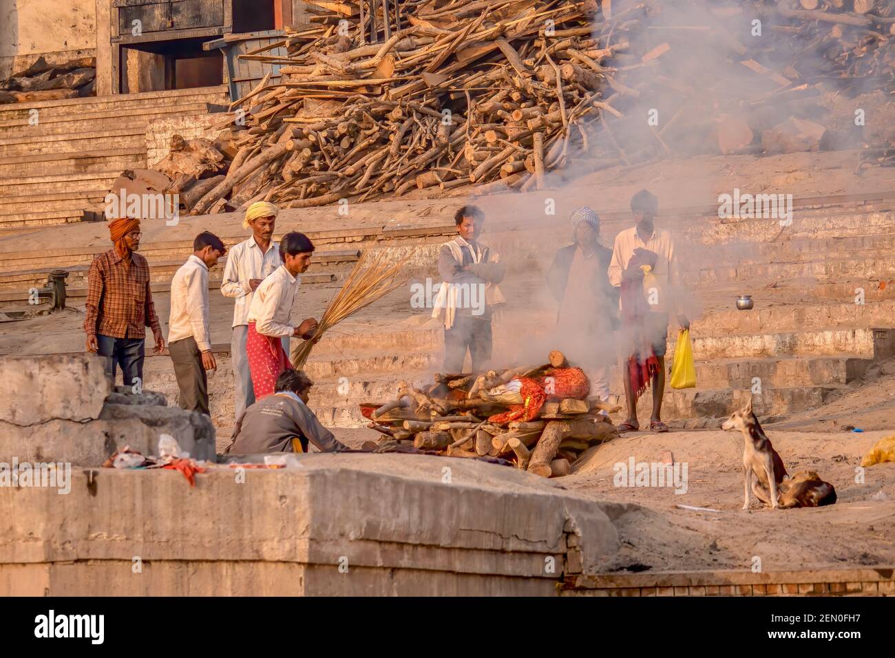 Varanasi, India Nov. 12, 2015. A woman being cremated on a funeral