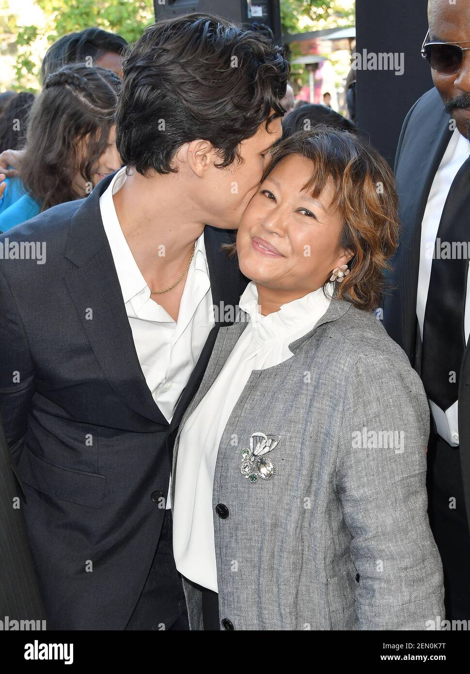 (L-R) Charles Melton and Mom Sukyong Melton at "The Sun Is Also A Star ...