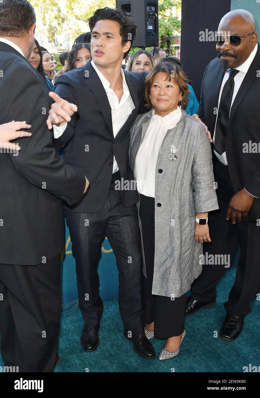 (L-R) Charles Melton and Mom Sukyong Melton at “The Sun Is Also A Star