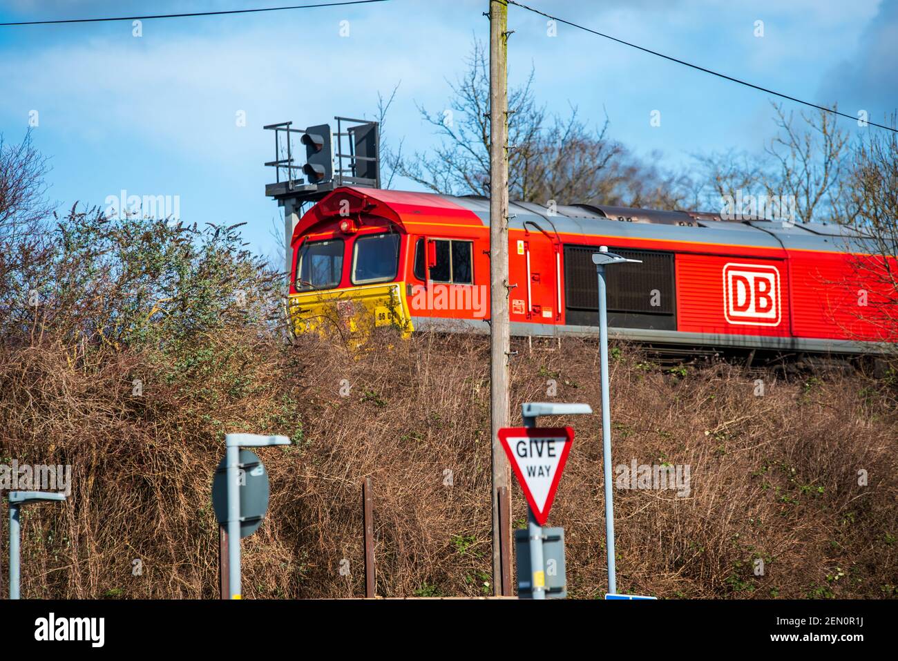 DB Cargo UK train, freight UK in Warwick, UK Stock Photo