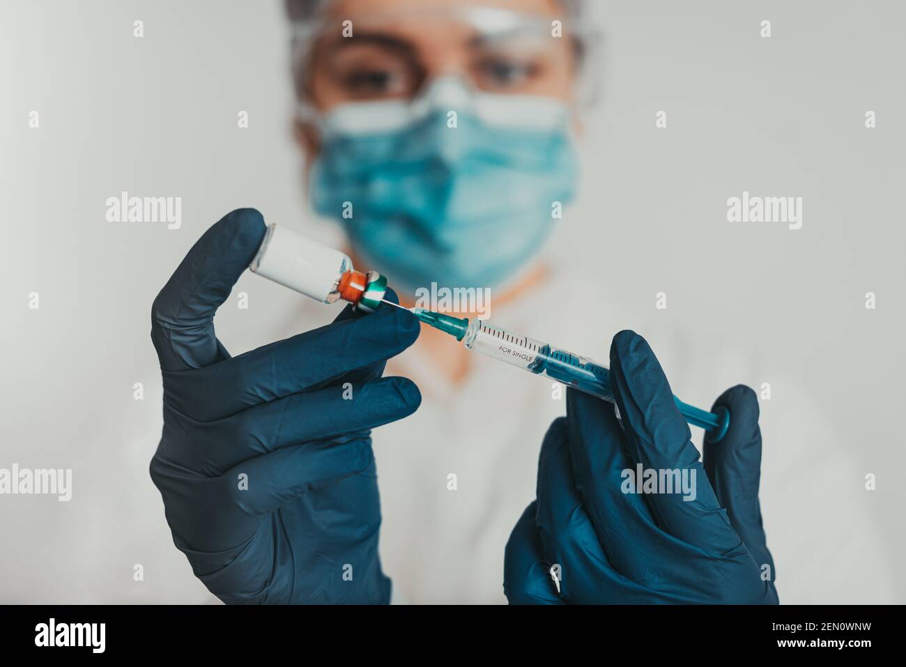 People getting vaccine close up, vaccination Stock Photo