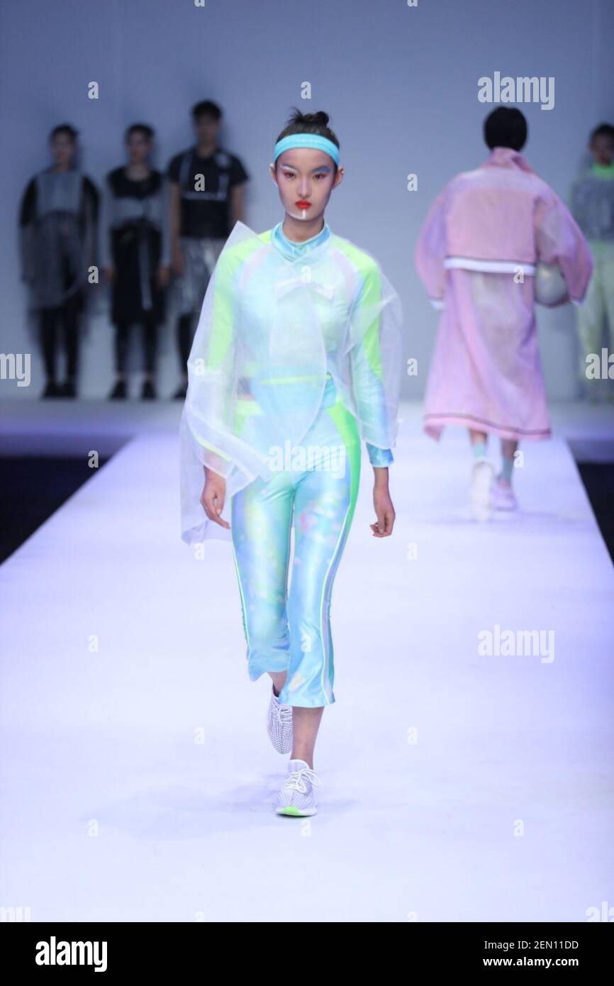 Beijing, CHINA-Students of China Women's University release creations at China Graduate Fashion Week 2019 in Beijing, China. (EDITORIAL USE ONLY. CHINA OUT) (Photo by /Sipa USA) Stock Photo