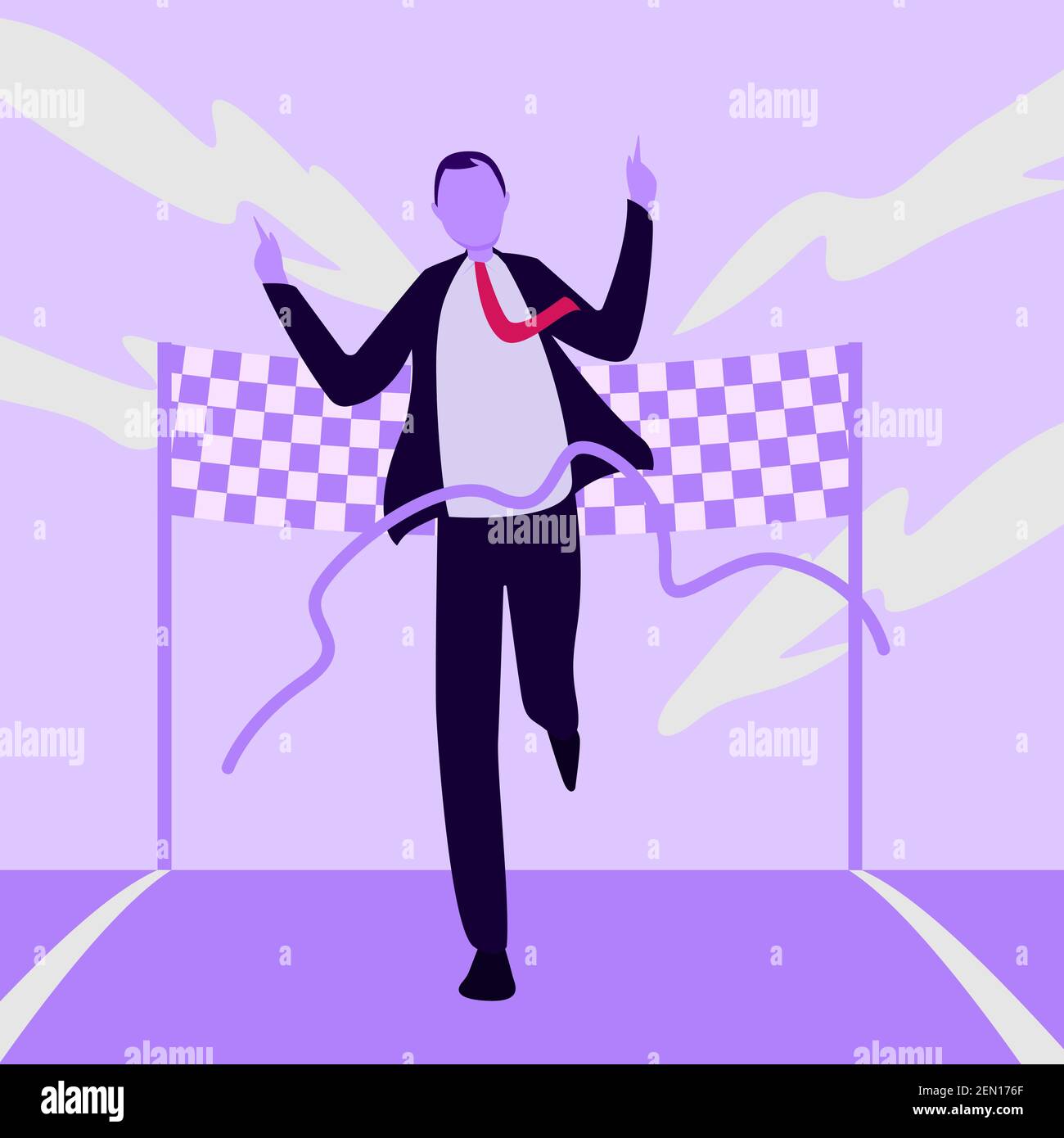Businessman running at the finish line, VECTOR, EPS10 Stock Vector