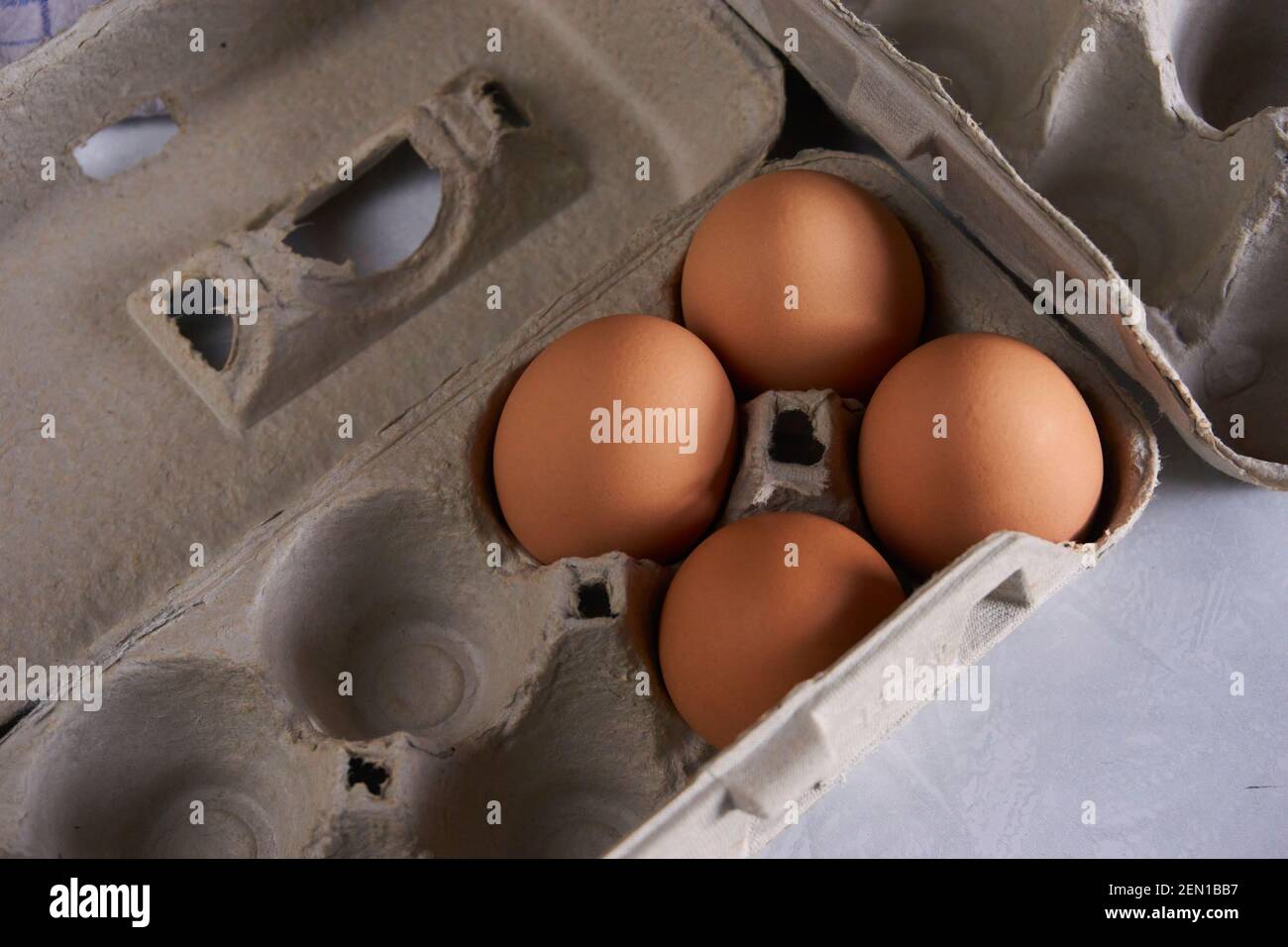 Organic brown eggs in containers Stock Photo Alamy