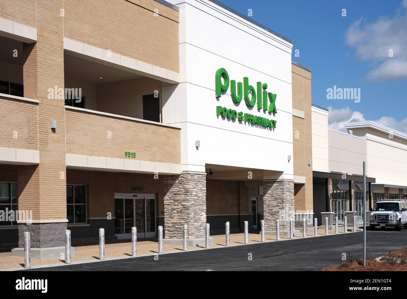Publix grocery store or market, supermarket, front exterior including signage and logo in Pike Road Alabama, USA. Stock Photo