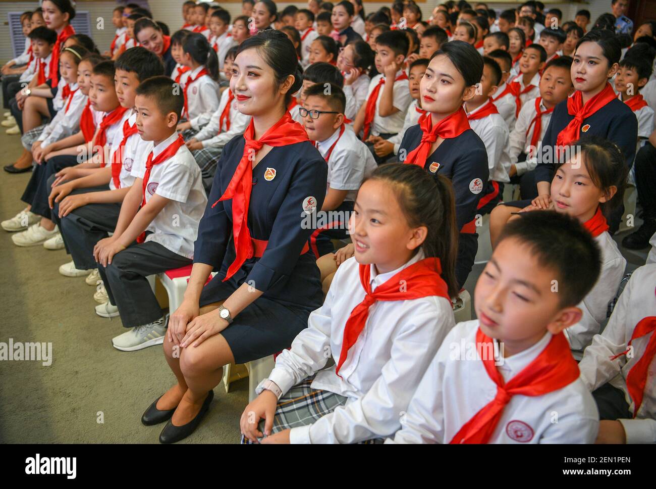 A Flight Attendant From China Eastern Airlines Interacts With Primary School Students On The Chinese Valentine S Day In Shaoguan City South China S Guangdong Province 20 May 2019 May 20 Shortened As 520