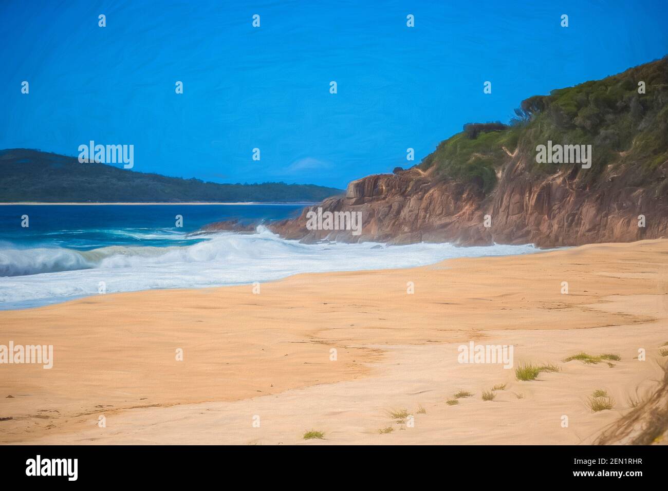 Digital painting of Zenith Beach, NSW, Australia Stock Photo