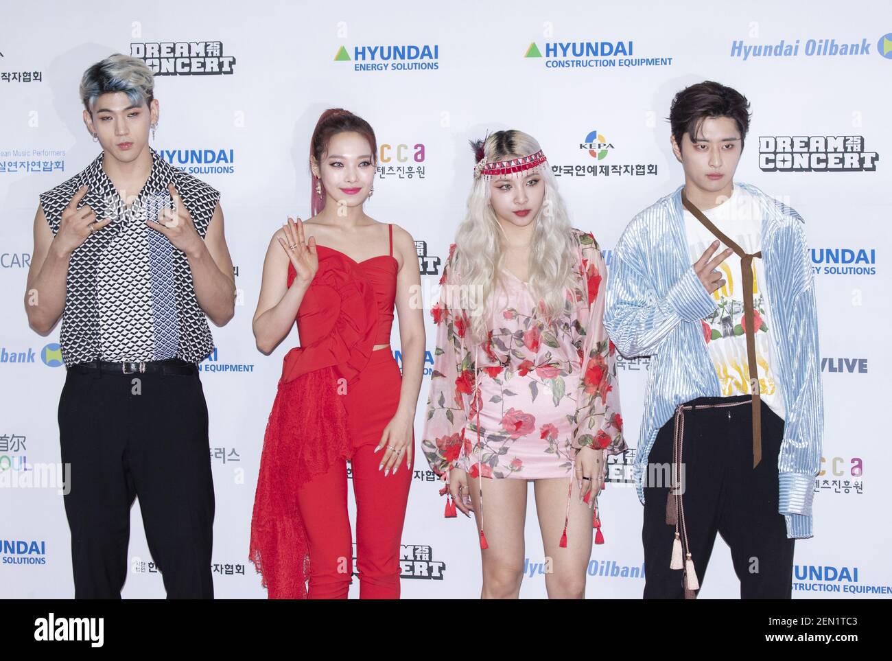 18 May 2019 - Seoul, South Korea : South Korean K-Pop mixed-gender group  KARD, attend a photo call for before their live concert "25th Dream  Concert" at the Sangam World Cup Stadium