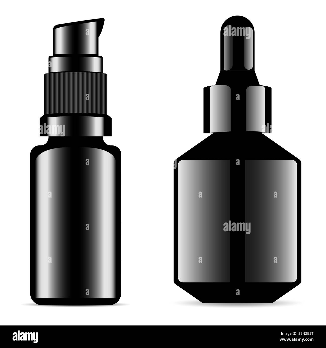 Serum bottle black mockup. Dropper bottle, essence flask mock up. Skin foundation cream flacon