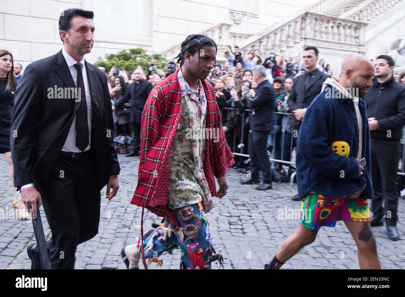 Asap Rocky at the Gucci fashion show at the Capitoline Museums arrive at  Piazza del Campidoglio in Rome, Italy on May 28, 2019. (Photo by Matteo  Nardone / Pacific Press/Sipa USA Stock