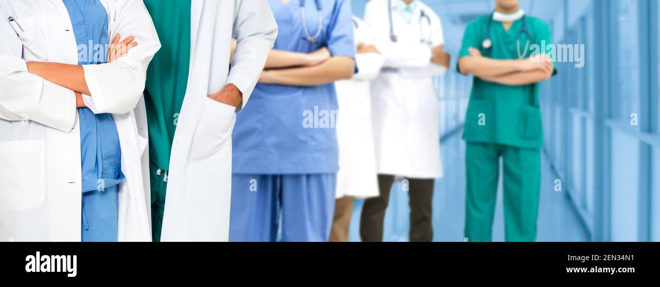 Healthcare people group. Professional doctor working in hospital office or clinic with other