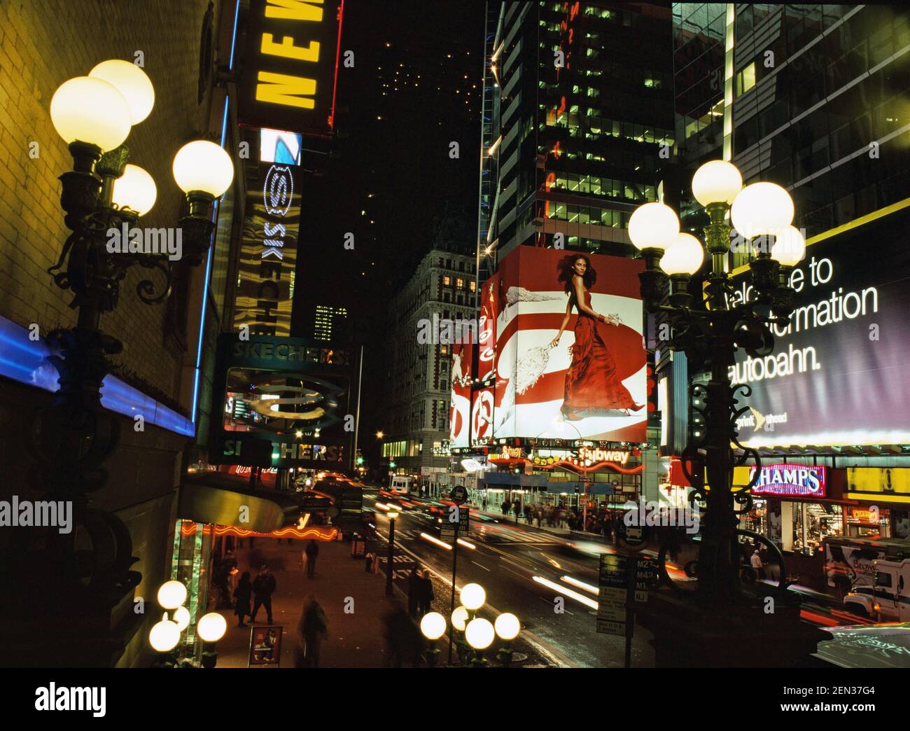 42nd Street lights of New York City Stock Photo