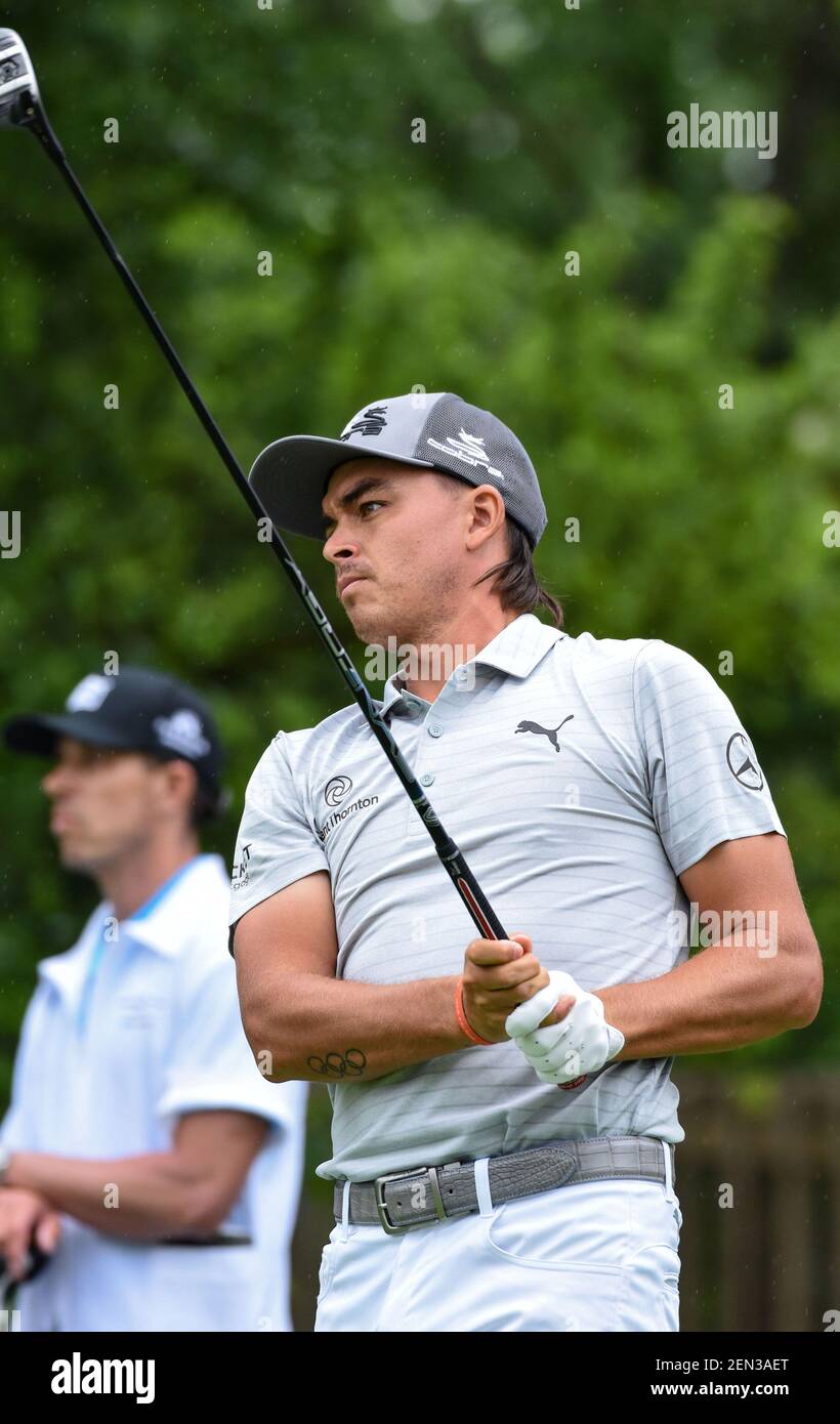 May 30, 2019: Rickie Fowler watches a drive during First Round play at ...