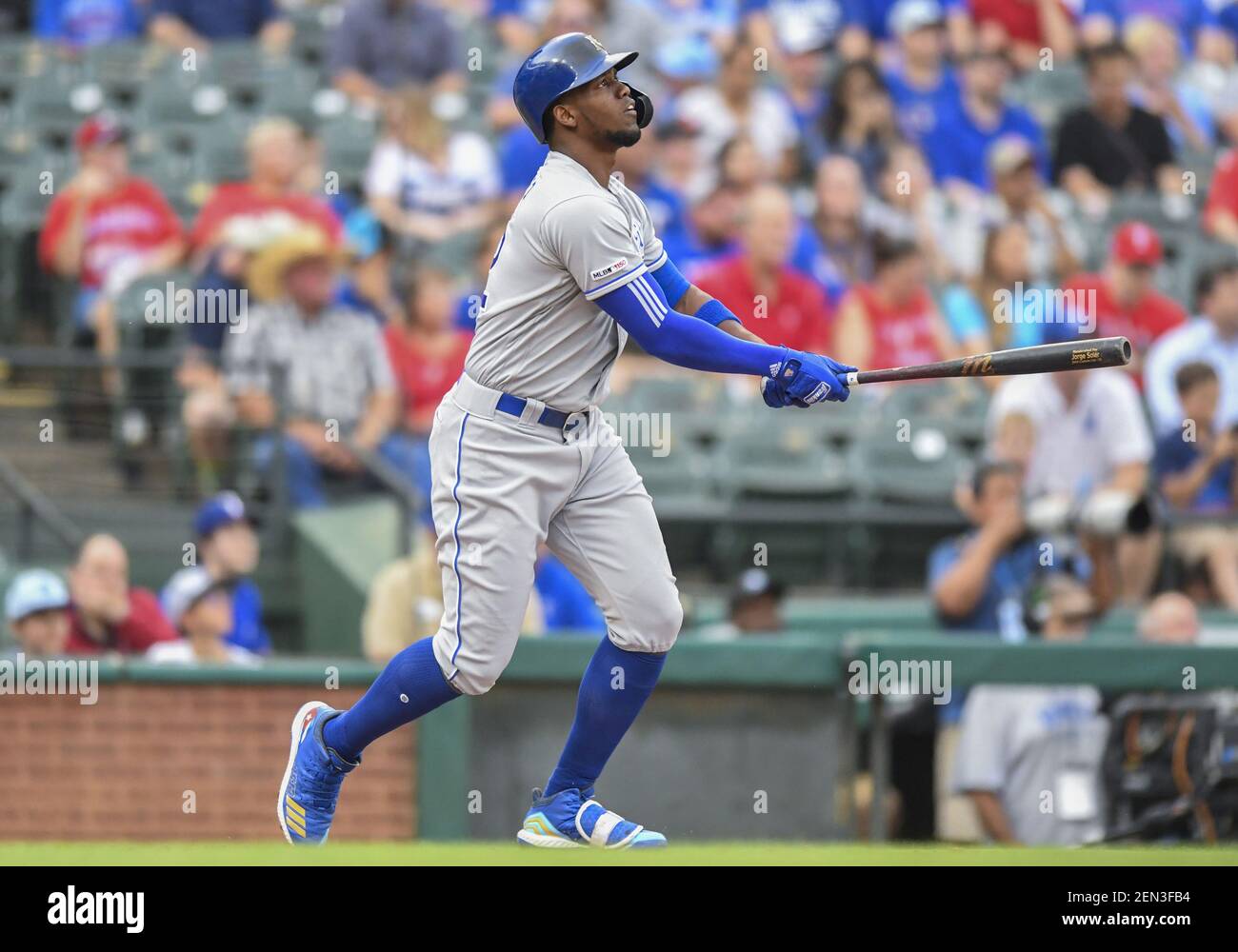 May 30, 2019: Kansas City Royals second baseman Whit Merrifield #15 at bat  during an MLB game between the Kansas City Royals and the Texas Rangers at  Globe Life Park in Arlington