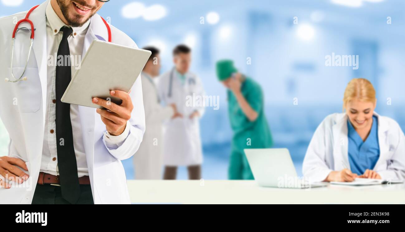 Healthcare people group. Professional doctor working in hospital office