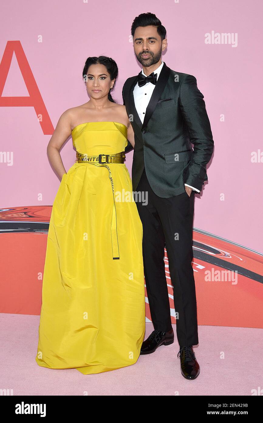 (L-R) Beena Patel and Hasan Minhaj attend the 2019 CFDA Awards at the ...