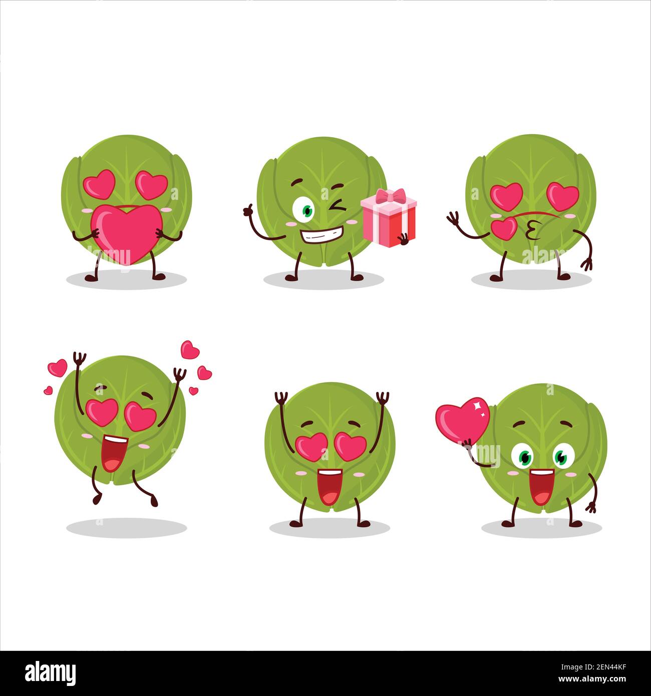 Brussels sprouts cartoon character with love cute emoticon. Vector illustration Stock Vector