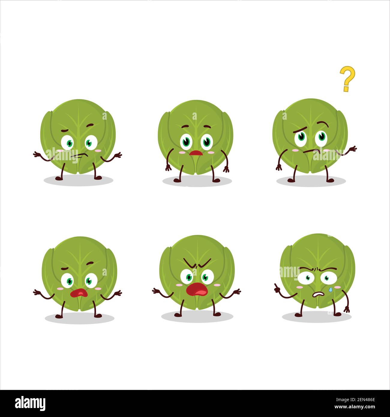 Cartoon character of brussels sprouts with what expression. Vector illustration Stock Vector