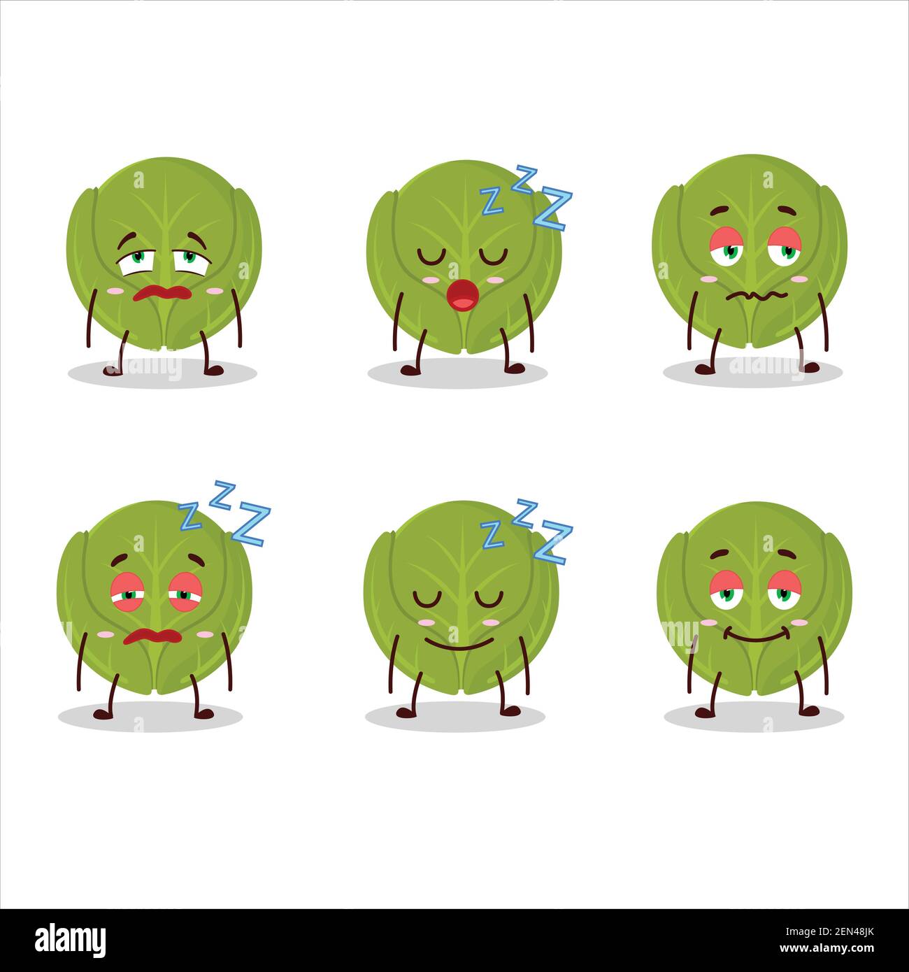 Cartoon character of brussels sprouts with sleepy expression. Vector illustration Stock Vector