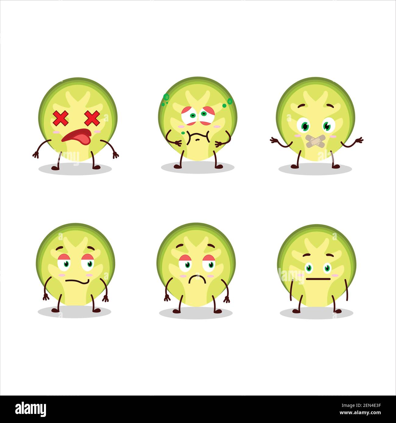 Slice of brussels sprouts cartoon character with nope expression. Vector illustration Stock Vector