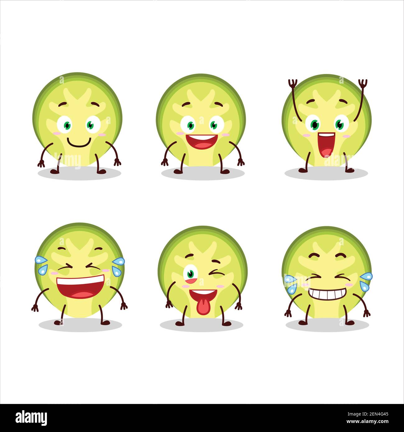 Cartoon character of slice of brussels sprouts with smile expression. Vector illustration Stock Vector