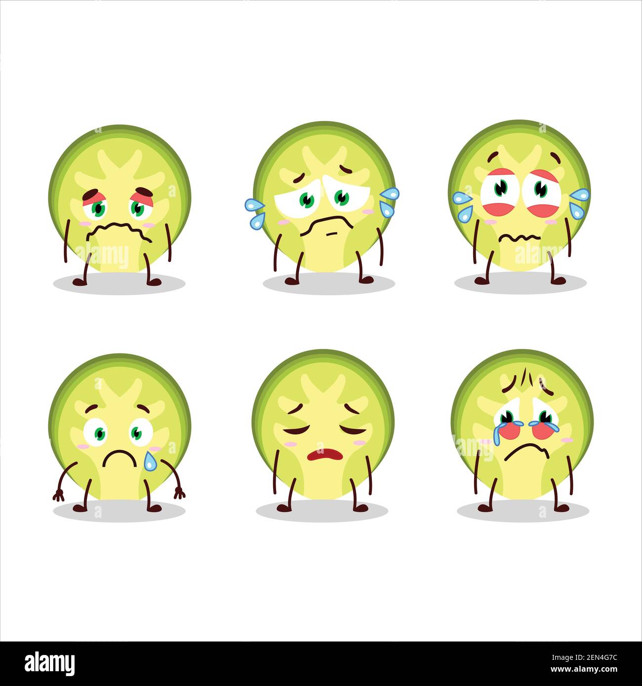 Slice of brussels sprouts cartoon character with sad expression. Vector illustration Stock Vector