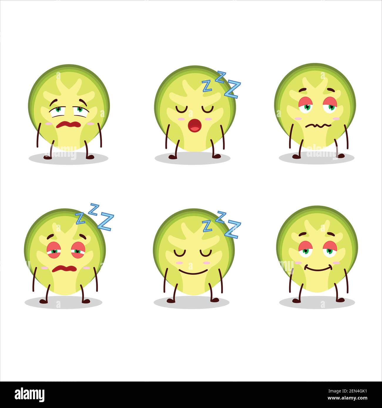 Cartoon character of slice of brussels sprouts with sleepy expression. Vector illustration Stock Vector