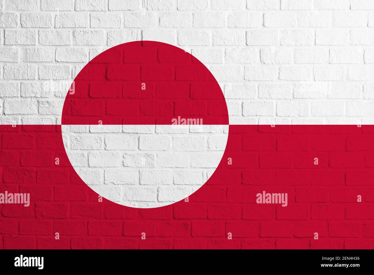 Flag of Greenland. Brick wall texture of the flag of Greenland Stock ...