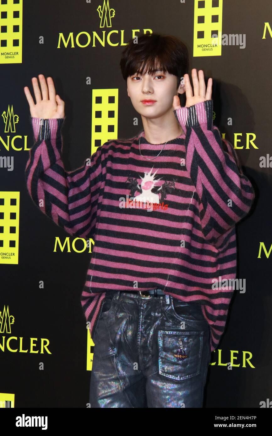 South Korean singer-songwriter and actor Hwang Min-hyun, known mononymously  to as Minhyun, of South Korean boy band NU'EST attends a promotional event  for Moncler in Hong Kong, China, 5 June 2019. (Photo
