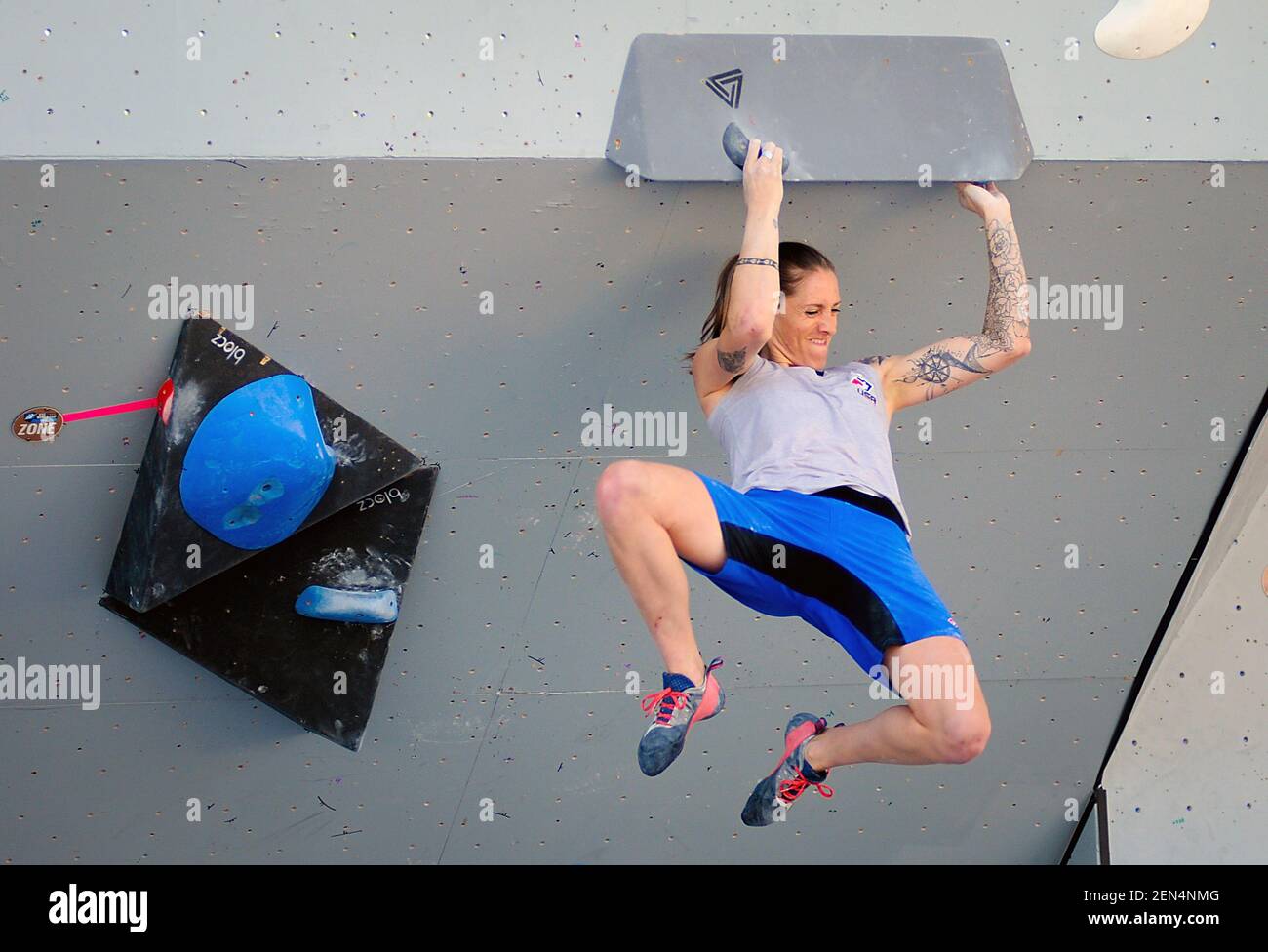 June 7, 2019: Team USA climber, Alex Johnson, in IFSC World Cup qualifying  action during the GoPro Mountain Games. Adventure athletes from around the  world gather in Vail, Colorado each summer for