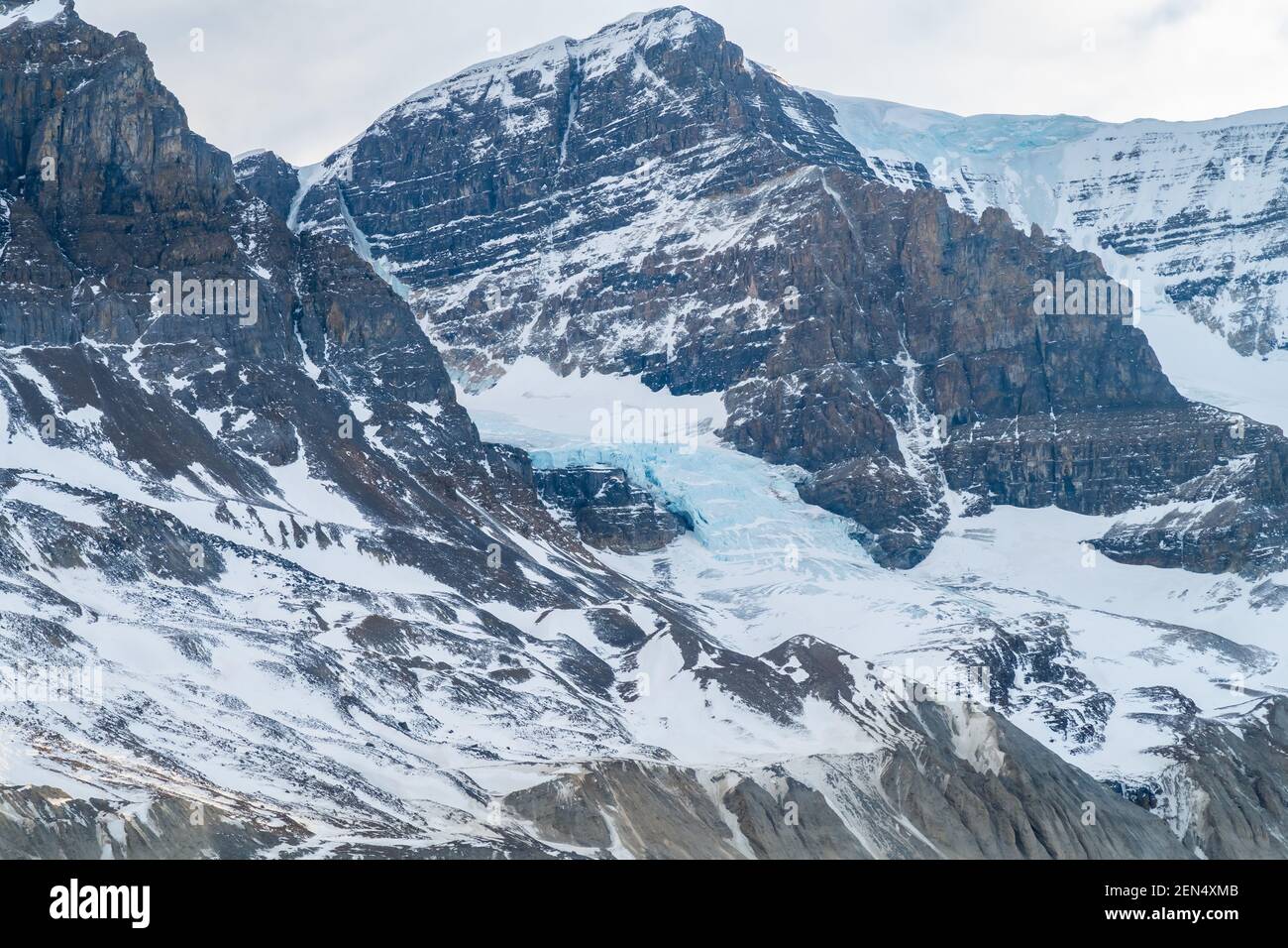 Winter view of the Athabasca Glacier located in the Canadian Rockies Stock Photo