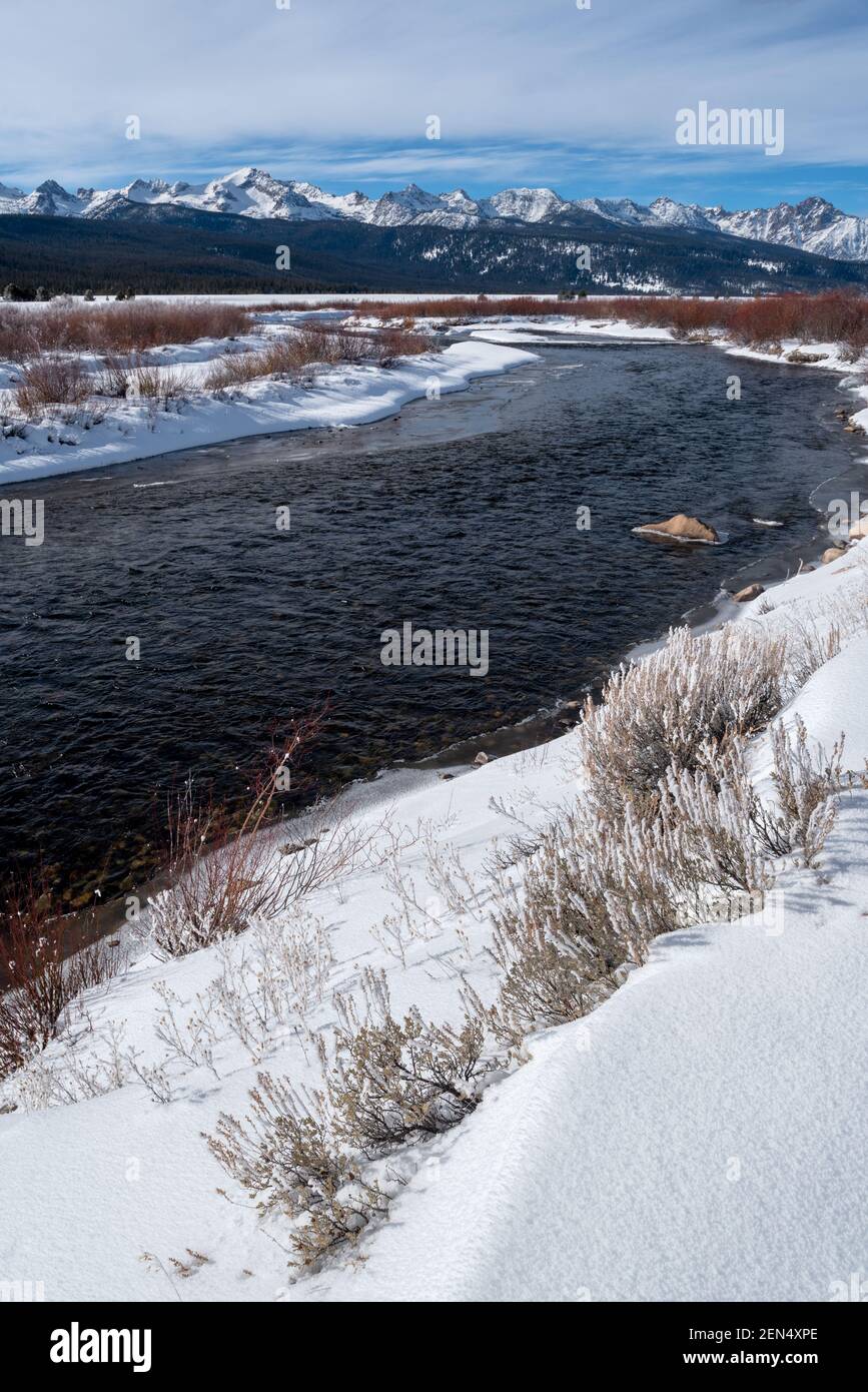 Salmon River in winter, Sawtooth Valley, Idaho Stock Photo Alamy