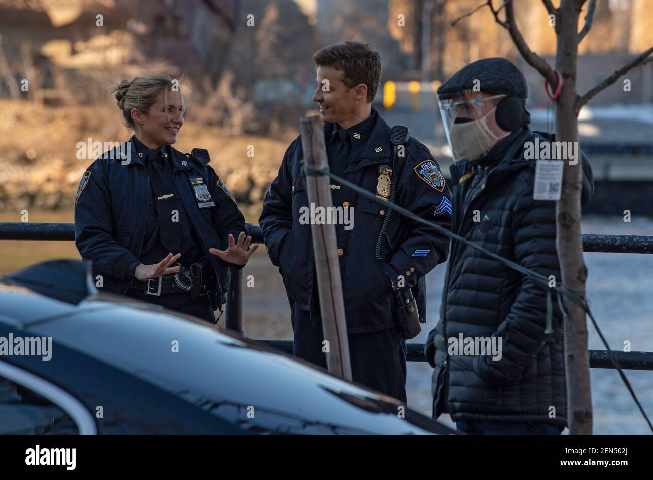 NEW YORK, NY – FEBRUARY 25: Vanessa Ray and Will Estes are seen during the filming of the television show 'Blue Bloods' season eleven in Astoria Park on February 25, 2021 in New York City. Credit: Ron Adar/Alamy Live News Stock Photo